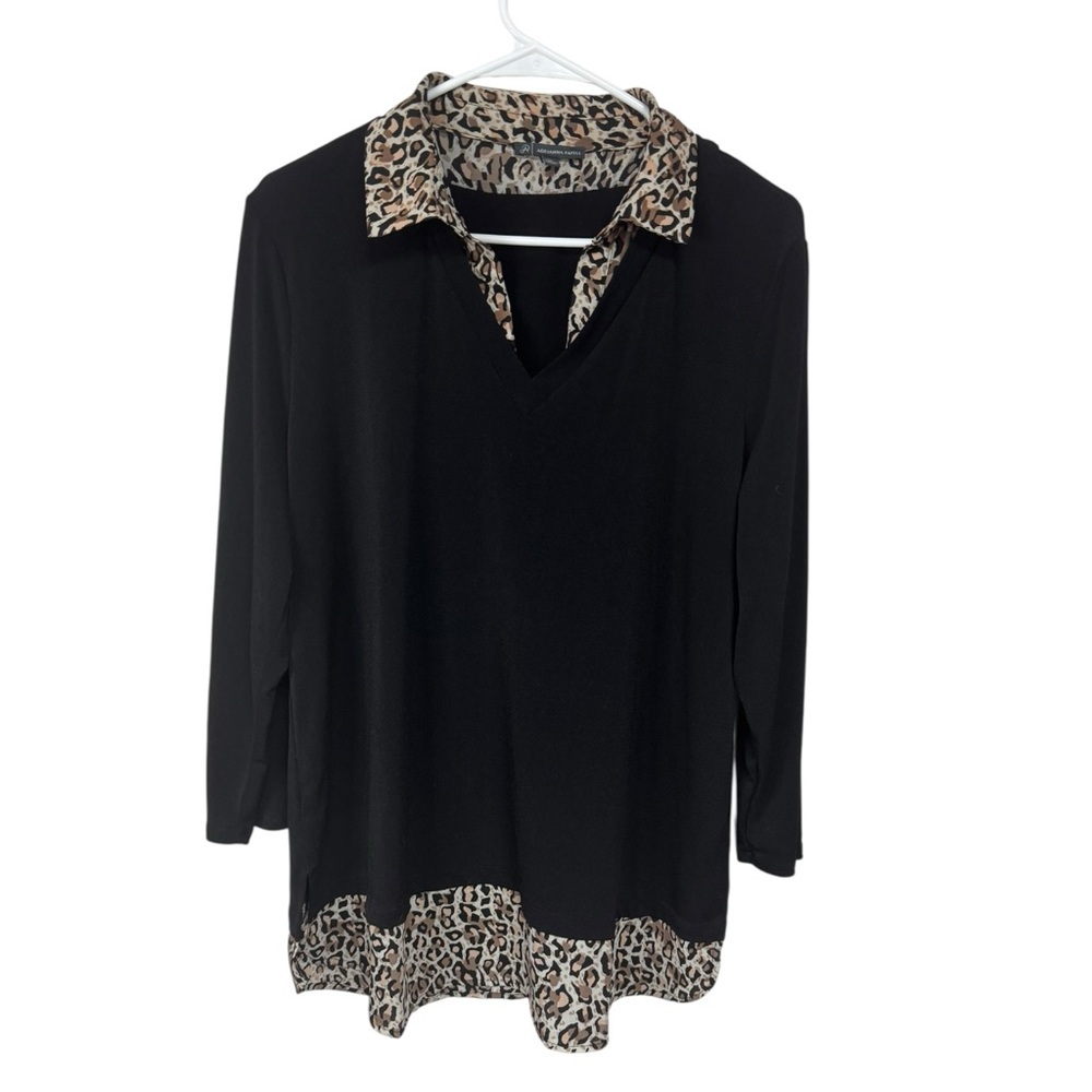 Black and Leopard Print Women's Top